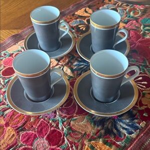 Espresso/demitasse Charcoal and Gold Cup Set